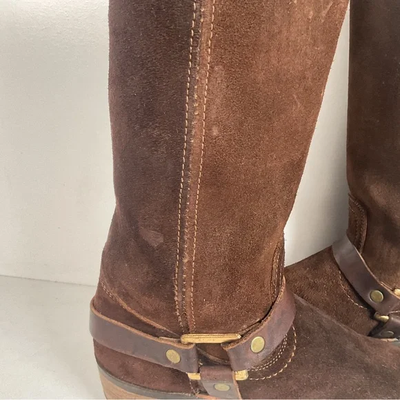 1970s Sears Chocolate Suede Harness Boots Men’s 10 B (Narrow) USA Made Vintage Suede Harness Boots - Etsy main image 4